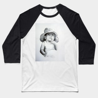 Child in Hat  - Drawing by Avril Thomas - Adelaide Artist Baseball T-Shirt